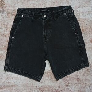 Abercrombie & Fitch Black Jean Shorts with Distressed Hem